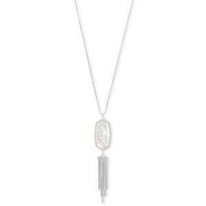 Rayne Silver Long Pendant In Ivory Mother of Pearl